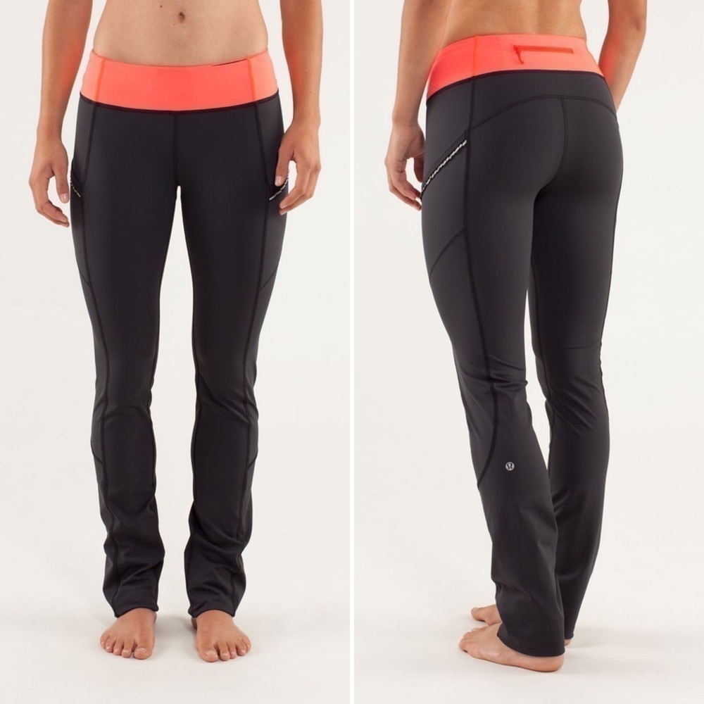 Lululemon Run: Bright At Night Pant in Deep Coal / Flare Light